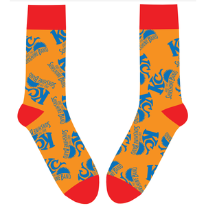 KCSB One Size Sporty Daily <b>Socks</b> Breathable Anti-Slip Jacquard Pattern Orange <b>White</b> Red Bottom Disposable Made Spandex Polyester - Product Image 1