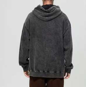 เสื้อพูลโอเวอร์ทรงใหญ่แบบวินเทจ ซิปหน้า ผ้าฟลีซฟอกสี 100% คอตตอน สำหรับฤดูหนาว ตกแต่งด้วยคริสตัล กระเป๋าแต่งแบบดิสเทรส ทรงบ็อกซี่ - Product Image 2