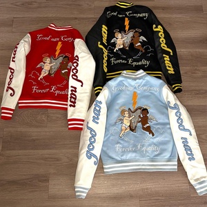 OEM 100% <b>Wool</b> Embroidery Letter Logo Fleece Varsity Bomber Jacket Custom Winter Letterman Baseball Jacket for Men college - Product Image 1