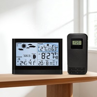 Station météo intelligente avec horloge, signal DCF, thermomètre, hygromètre, alimentée par batterie, détection tactile / montage mural, extérieur, bureau