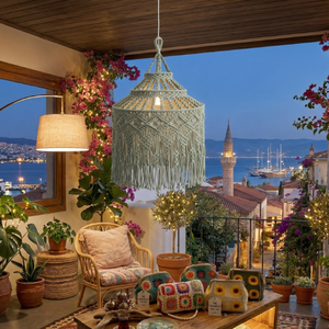 Sage Green 40X50 Macrame Chandelier Boho Fringe Pendant <b>Light</b> Modern Woven Lampshade for <b>Nursery</b> NF - Product Image 1