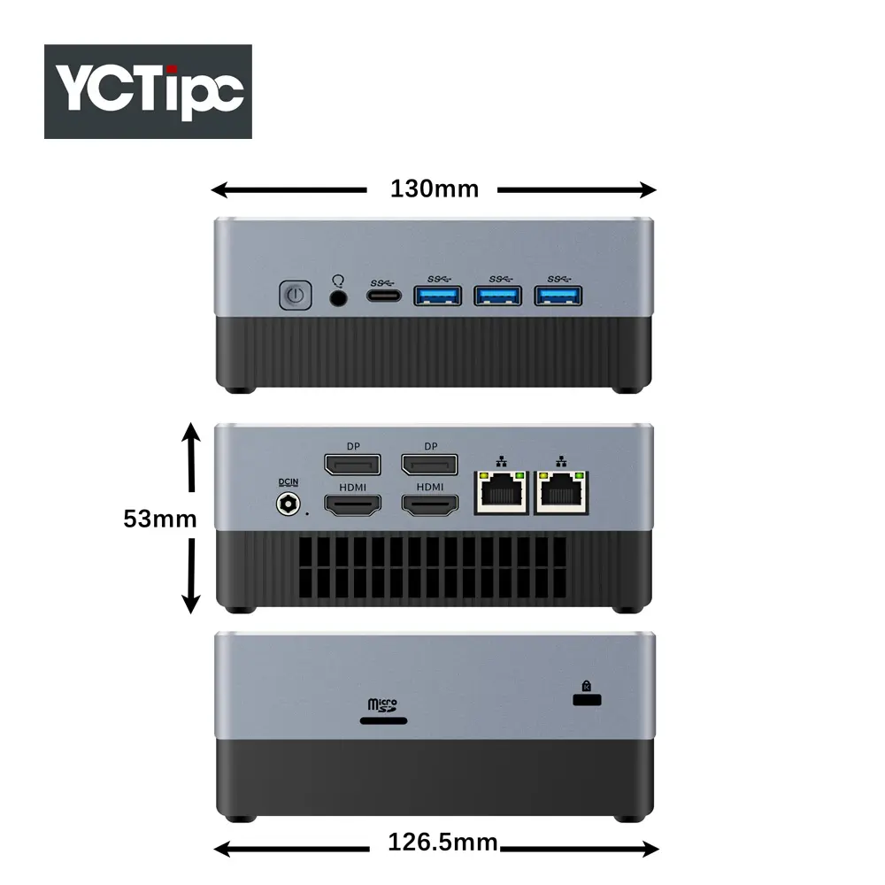 YCTipc AMD R5 5500U OEM Micro NUC DDR4 2H-D 2DP 2lan 3usb i7 i5 ke-13/12/11 Gen palm-size komputer Mini