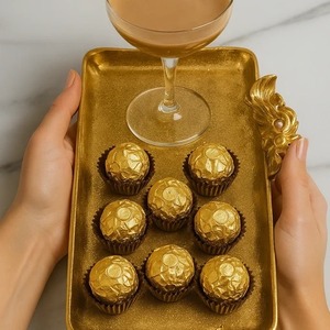 ถาดโลหะตกแต่งสีทองเหมาะสำหรับการเสิร์ฟช็อกโกแลตงานกิจกรรมของขวัญอาหารเลิศรสและการนำเสนอที่หรูหรา - Product Image 4