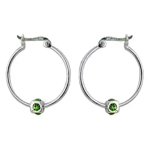 ต่างหูแฟชั่นสตรี ห่วงเงินประดับอัญมณีสีเขียว - Product Image 3