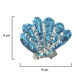 Patch brodé thermocollant en forme de coquille avec sequins en plastique pour la décoration de vêtements et de chapeaux - Product Image 4