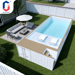 สระว่ายน้ำสำเร็จรูปขนาดครอบครัว 40 ฟุต พร้อมฝาครอบกระจก สำหรับใช้ในบ้าน สวนหลังบ้าน สระว่ายน้ำกลางแจ้ง ทำจากไฟเบอร์กลาส ทนทาน - Product Image 1