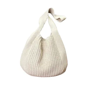 2024新品牌设计钩针手提包时尚女式红色旅行购物袋女式针织手提袋 - Product Image 1