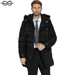 Parka cálida para hombre, chaqueta de esquí, chaqueta acolchada resistente al agua, abrigo largo de invierno con capucha desmontable y ribete de piel sintética para el frío - Product Image 5