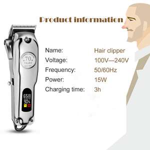 Cortadora de Pelo Inalámbrica Profesional, Kit de Afeitado, Alimentación USB, Carcasa de Acero Inoxidable, Recortadora de Barba para Hombre - Product Image 1