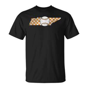 Camiseta de béisbol con diseño de mapa del estado de Tennessee Checkerboard - Product Image 1