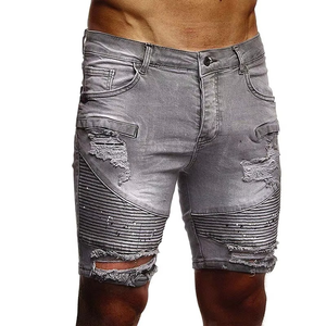 Streetwear d'été Straight Custom Sorts Baggy Distressed Dark Washed Cotton Denim Shorts Hommes Vintage Fashion Jeans Hommes Shorts - Product Image 2