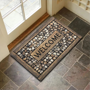 Alfombra de Entrada Rectangular con Diseño de Piedra y Base Antideslizante de Goma, Estilo Clásico - Product Image 3