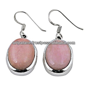 Nueva llegada Rosa joyería al por mayor Opalite Hydro pendiente corte láser pendiente ovalado brillante corte diseñador peso ligero pendiente de aro - Product Image 2