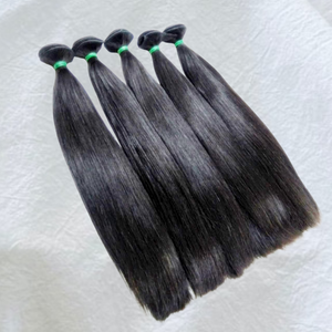 Paquets de cheveux humains vierges à double tirage en gros d'usine Extensions de cheveux indiens droits et ondulés crus à cuticule alignée - Product Image 1