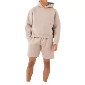 Ensembles courts en molleton de coton 2 pièces de haute qualité pour hommes Ensemble sweat à capuche et short en deux pièces à motif solide avec logo personnalisé - Product Image 4