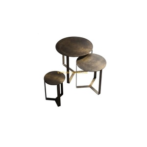 Ensemble de 3 tables d'appoint de canapé de mariage en acier inoxydable et verre poli miroir Design admirable Table gigogne en métal de différentes tailles - Product Image 4