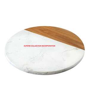 Tabla de cortar de nuevo diseño de mármol blanco y madera redonda moderna y tabla de cortar para cocina/hoteles tabla de cortar ecológica - Product Image 1