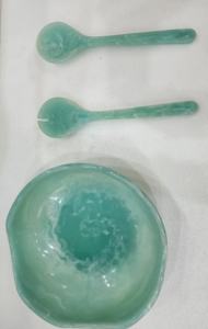 Ensemble de saladiers et cuillères en résine blanche tourbillonnante faits à la main, vaisselle de fête, ustensiles de cuisine mignons et écologiques de qualité alimentaire - Product Image 4