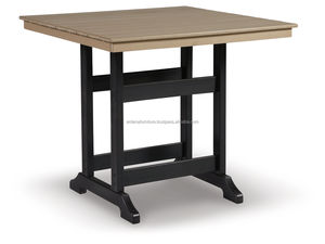 Ensemble de table à manger rectangulaire robuste en bois de style farmhouse moderne, chaises de jardin confortables, meubles d'extérieur pour villa, utilisation en restaurant - Product Image 2