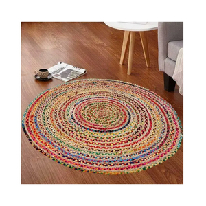Juego de alfombras redondas de yute orgánico de excelente calidad, estilo clásico bordado hecho a mano para sala de estar, dormitorio, suministro a granel, alfombras y juegos - Product Image 3