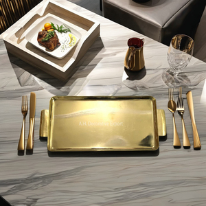 Bandeja de servicio para hotel y restaurante para galletas, chocolate y almacenamiento de alimentos, bandeja rodante de latón dorado para bodas y cenas - Product Image 1