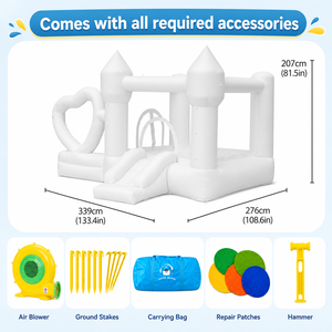 Château Gonflable Blanc pour Enfants avec Toboggan et Zone de Saut, Idéal pour Petites Locations de Mariages et Jardins – En Stock, MOQ 1 - Product Image 6