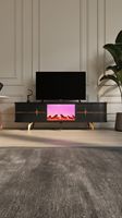 Soporte de TV con Chimenea Electrónica de MDF + PB, Conexión Bluetooth, Diseño Moderno, Muebles para el Hogar, para Sala de Estar, Comedor, Uso en Hoteles
