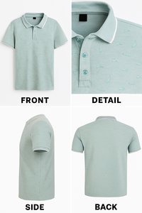 Men's Casual Solid Breathable Polyester Cotton Knitted Fabric <b>Shirts</b> with Digital Printing Front Logo <b>Half</b> Sleeve ODM Supply - Product Image 5