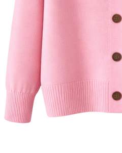 Women Pink Button Front Knit Cardigan Sweater Long Sleeve Soft Casual <b>Winter</b> <b>Top</b> With Polo Collar For Ladies Fashion Wear - Product Image 6