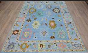 Alfombras modernas de lana hechas a mano de lujo, suaves anudadas a mano, abstractas, personalizables, tamaño 5x8 para el hogar, oficina, hoteles, alfombras de alta calidad - Product Image 3