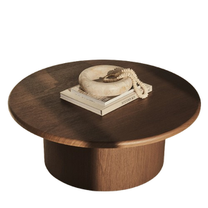 Willy Solid Mahogany Modern <b>Round</b> Coffee Table Eco-Friendly & Durable Accent Center Table for Living Room Lounge Hotel - Product Image 1