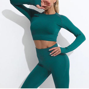 Conjunto de yoga OEM para mujer, ropa de gimnasio, mallas de dos piezas sin costuras y sujetador, ropa de fitness, proveedor de ropa deportiva - Product Image 2