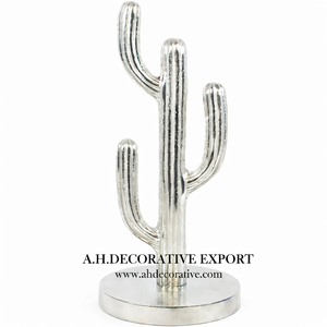Escultura de Cactus de Aluminio de Arte Moderno Personalizable de Alta Calidad, Plateada, para Mesa, Artesanía Metálica, Decoración Rápida - Product Image 1
