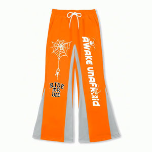 2024 pantalon évasé en coton polaire surdimensionné avec logo 3D personnalisé pour hommes pantalon de survêtement droit à jambes larges pantalon de survêtement empilé - Product Image 5