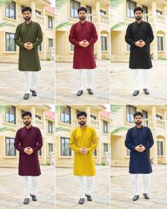 Collection de pyjamas Kurta exclusifs pour hommes avec broderie détaillée et paillettes des deux côtés, parfaits pour les festivals. - Product Image 4