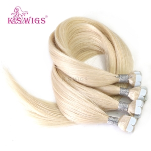 K.S WIGS Extensions de cheveux à bandes adhésives 100% cheveux humains Remy chinois, qualité salon professionnelle, cuticules alignées, mini-bandes - Product Image 3
