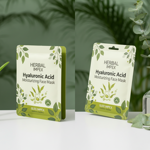 แผ่นมาส์กหน้า Glee Impex ไฮยาลูรอนิค แอซิด บำรุงผิวชุ่มชื้นและเติมน้ำลึก สำหรับทุกสภาพผิว กลิ่นสมุนไพรอ่อนโยน ขนาดทดลอง - Product Image 3