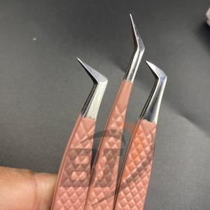 Pince à épiler professionnelle d'extension de cils testée à la main en acier inoxydable enduit de poudre de pêche marque privée durable et personnalisée - Product Image 6