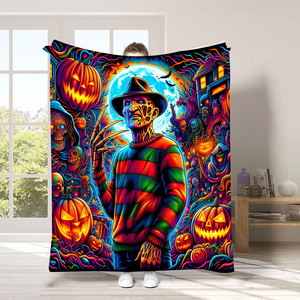 2025 New Số Lượng Lớn Bán Buôn 3D Halloween Movie Nhân Vật Bí Ngô Chăn Thấp Moq Tùy Chỉnh Chất Lượng Cao Lông Cừu Flannel Chăn - Product Image 3