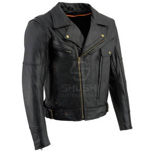 Veste de moto à col montant d'hiver de haute qualité OEM veste de course de motard en cuir véritable personnalisée - Product Image 1