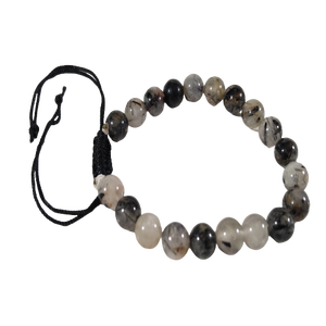 Pulsera de cuentas de rutilo negro de gran calidad Hermosas piedras preciosas de cristal natural talladas en estilo amor - Product Image 2