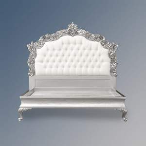 Lit de Louis XV Patrice en bois d'acajou de haute qualité avec finition argentée et sculpté pour meubles de chambre à coucher - Product Image 2