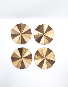 Posavasos de madera redondos para Barra de Casa Juego de posavasos de madera Posavasos de madera redondos personalizados - Product Image 5