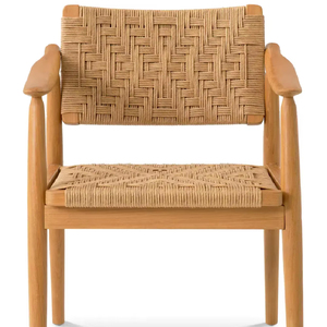 Nordic Woven Rope <b>Armchair</b> Handcrafted Elegance in Natural Wood for Living Room Apartment <b>Dining</b> Hotel Outdoor Use - Product Image 1