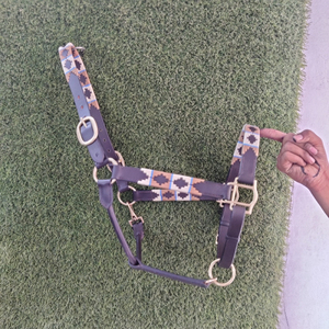 Cabestro de caballo de cuero ecuestre de último diseño con cadena Hot Fix a precio asequible Halter Racing PVC producto ecuestre - Product Image 4