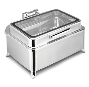 Plato de frotamiento eléctrico Rectangular elegante con diseño de corte especial superior de vidrio para equipos de catering para calentar y sostener - Product Image 5