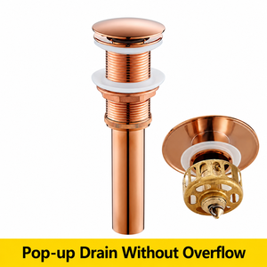 Siphon de lavabo en laiton massif à ouverture rapide, anti-odeur, sans trou de trop-plein, finition or brossé pour salle de bain - Product Image 1