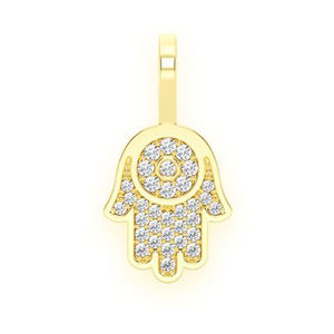 สร้อยคอประดับเพชรสไตล์ฮิปฮอปขนาด14K ทำจากหินแข็งมินิแฮมซาทำจากเพชรธรรมชาติเครื่องประดับ - Product Image 1