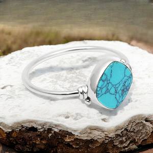 Amazing Blue Turquoise Handmade Ring Bezel Set in 925 Sterling Silver <b>Statement</b> Rings for Women Girl Indian Jewelry Manufacturer - Product Image 3