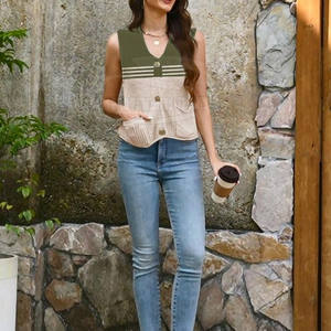 Gilet court en tricot pour femmes de marque privée au design unique Nouvelle arrivée Gilet court en tricot pour femmes - Product Image 6